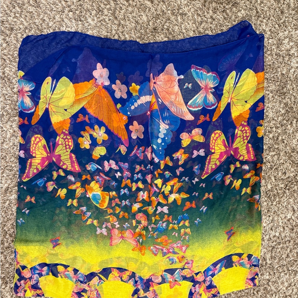 Colorful Butterfly Print Women's Scarf or Sarong (coverup)